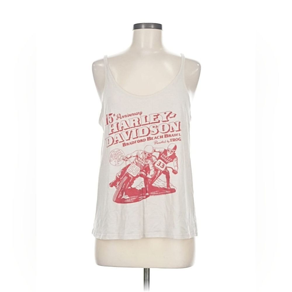 Harley-Davidson Cream and Red Graphic Tank Medium